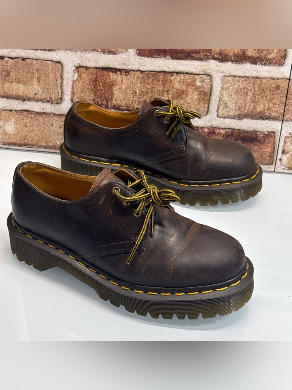 Dr. Martens AirWair Brown Leather Oxford Shoes Women's 7 (men’s Sz 6) - Picture 4 of 11